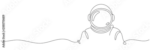 One line astronaut in suit portrait - Editable stroke