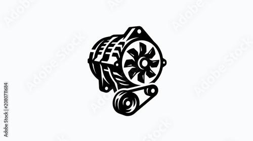 Black and white vector illustration of an automotive alternator