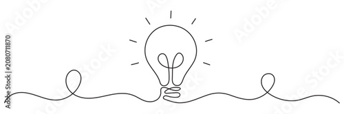 One line light bulb idea concept. editable stroke vector.