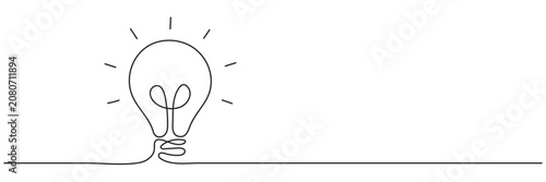 One line light bulb idea concept. editable stroke vector.