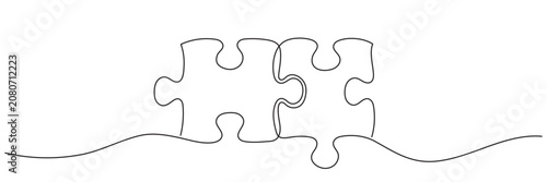 Foto One line puzzle pieces connection concept