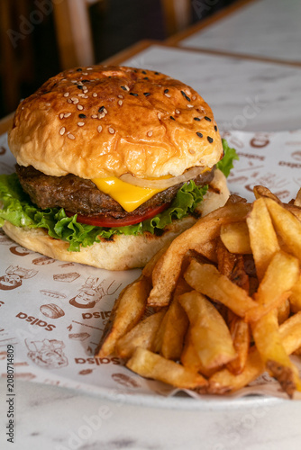 Fotografie Hamburguesa con papas