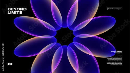 Abstract Purple Glass Flower with Neon Glow – Futuristic Holographic 3D Technology Background for Digital Innovation