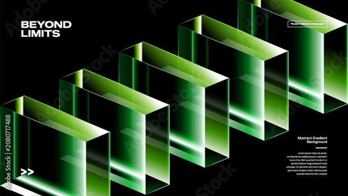 Abstract Green Transparent Glass Frames – Futuristic Geometric 3D Technology Background