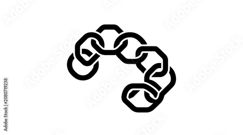 Black chain link icon on white background