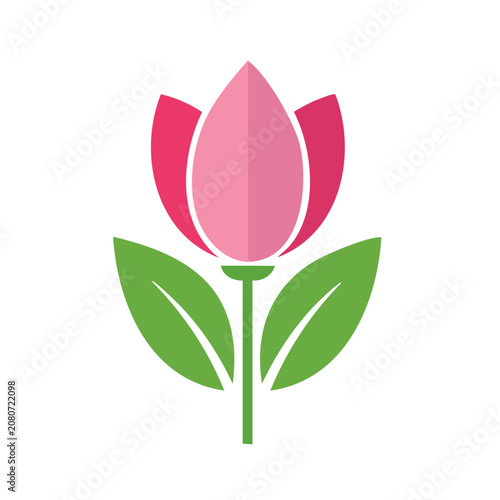 Flat design heart with green leaves vector