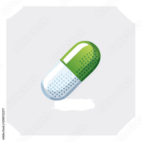 Green and white capsule pill icon