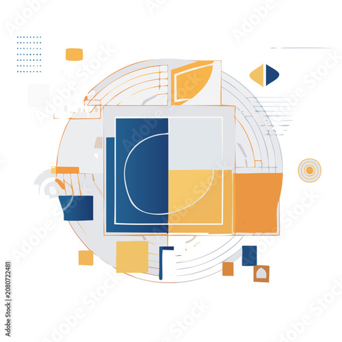 Abstract geometric vector design with circles and squares