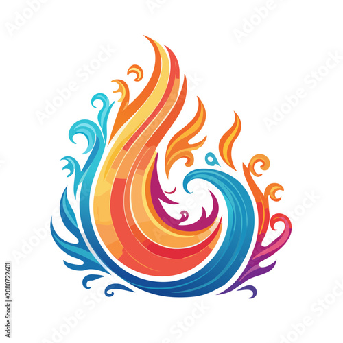 Colorful abstract wave and flame swirl vector