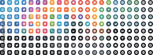 Canvas Print All in one social media communication and contact icons pack vector