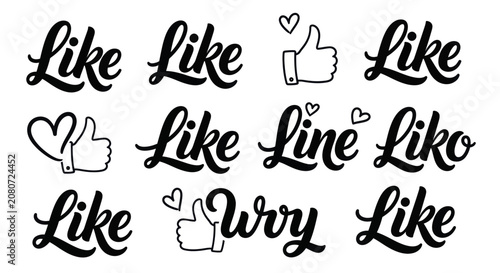 Fotografie Collection of Like Symbols and Thumbs Up Icons.