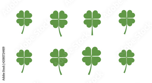 Fotografie Collection of lucky four leaf clover icons for good fortune.