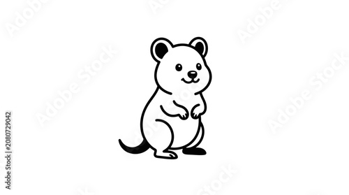Cute hamster standing upright with paws together in simple line art