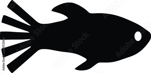 Foto Black silhouette of a fish with a five-pointed fan tail vector illustration EPS