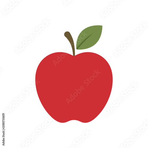 Red apple with leaf and stem vector icon