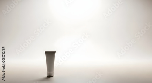 White blank cosmetic cream tube with shadow, product mockup