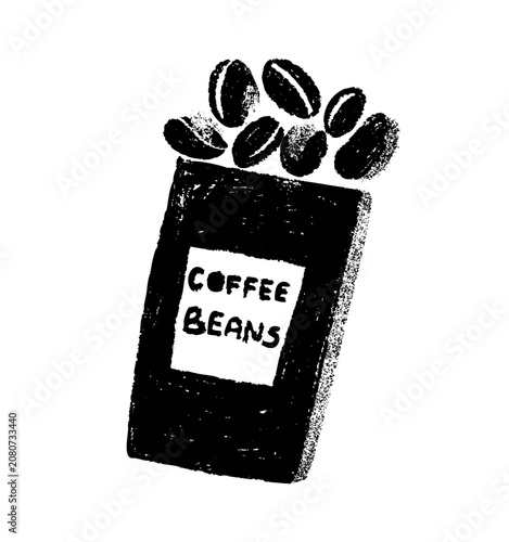 Obraz na plátně Vector illustration of coffee beans paper bag