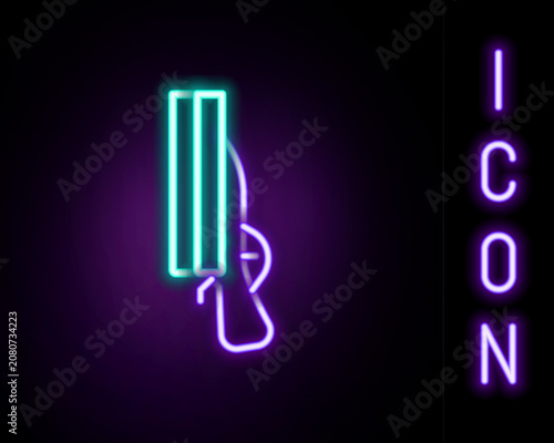 Glowing neon line Shotgun icon isolated on black background. Hunting gun. Colorful outline concept. Vector