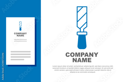 Blue Rasp metal file icon isolated on white background. Rasp for working with wood and metal. Tool for workbench, workshop. Logo design template element. Vector