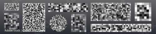 Εκτύπωση καμβά Pixel mosaic blur effect for censoring sensitive content, realistic vector square patterns isolated on background