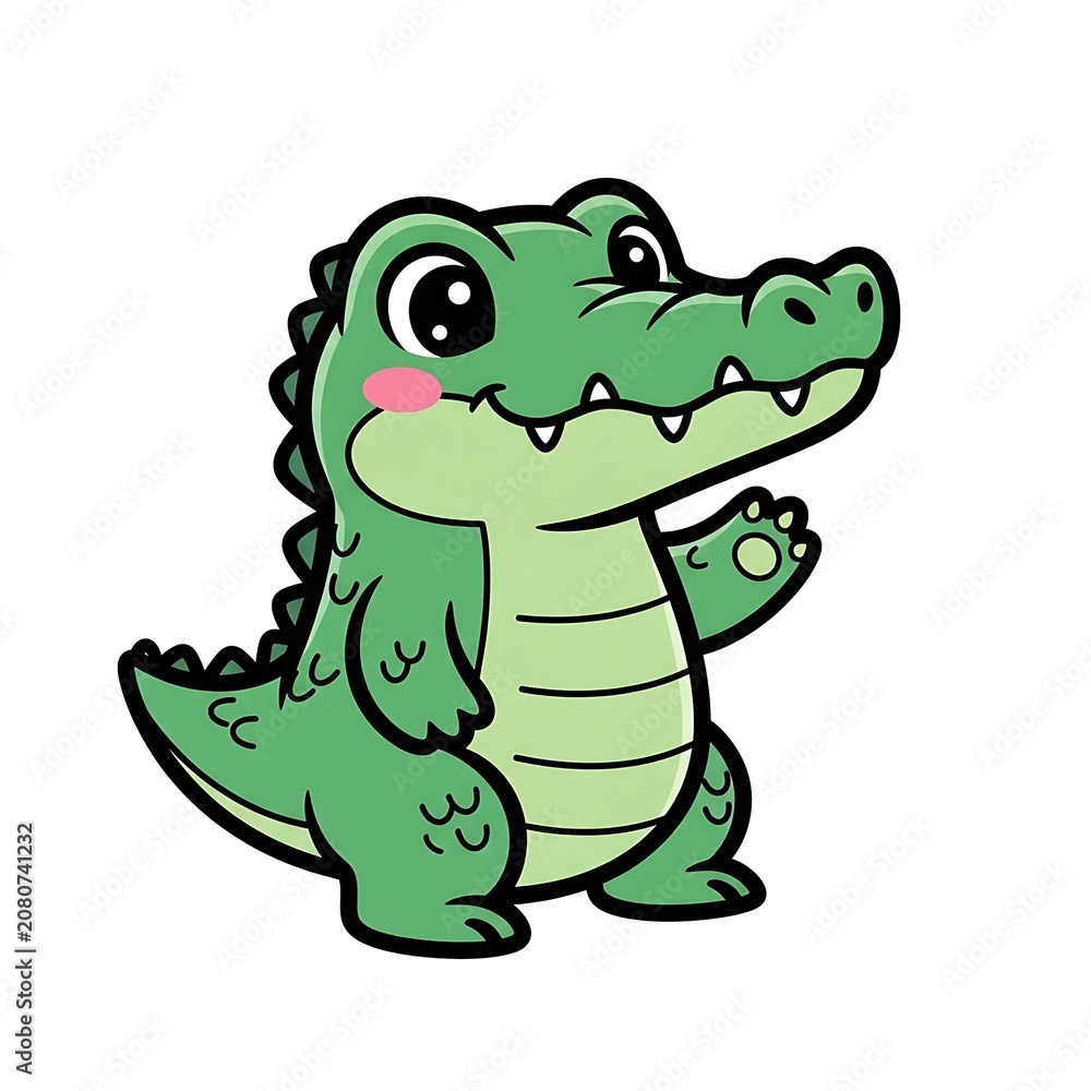 Fototapeta premium Cartoon green dinosaur character with glasses and tie.