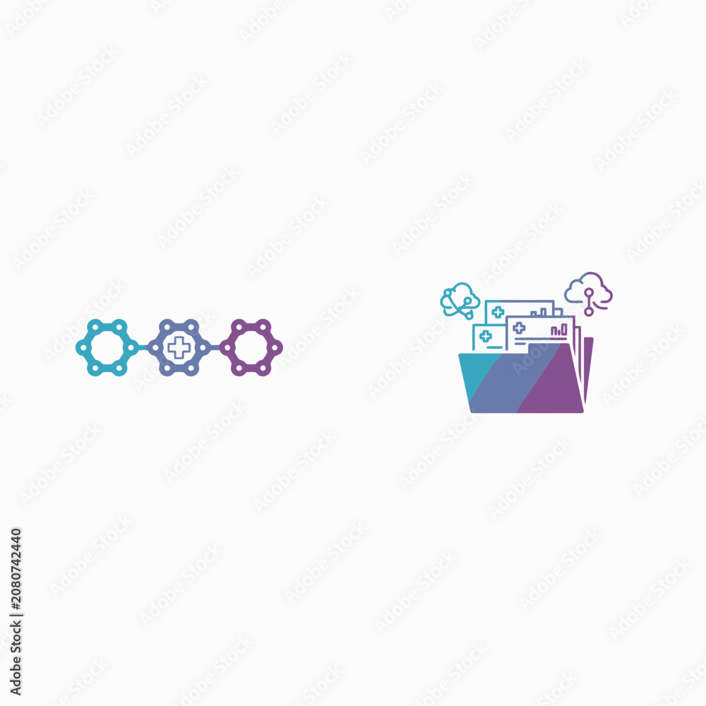 Fototapeta premium Medical Chemistry and Digital Health Icons