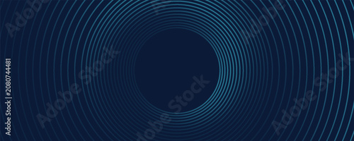 Round frame colorful blue green light isolated on dark background. Abstract circles lines pattern. Vector illustration concept for music, digital, modern science, Ai technology