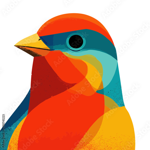 Colorful bird head flat vector illustration