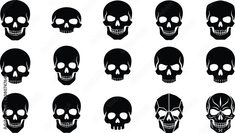 Obraz premium Halloween vector bundle diverse skull illustrations for spooky designs october celebrations