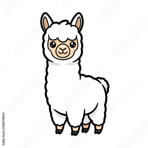 Cute cartoon sheep with big eyes and smile.