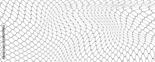 Curved net pattern. Seamless design for sportswear or equipment like soccer goals, volleyball nets, basketball hoops, hockey nets, and athletic gear