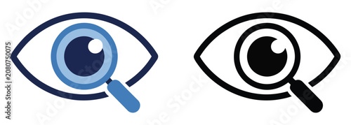 Photos Eye Magnifying Glass Icon Set Featuring Vision Search, Inspection, Preview, Visi