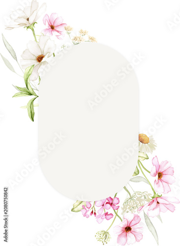 Delicate Watercolor Botanical Corner Floral Frame
