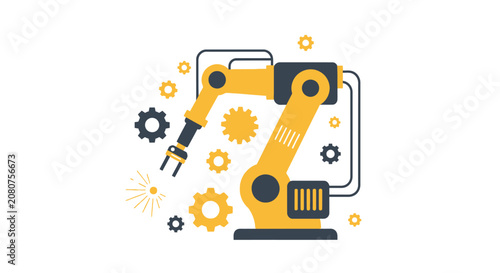 Industrial Robotic Arm Illustration for Automation and Smart Factory Technology