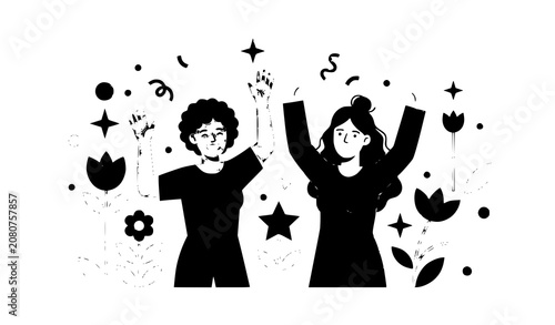 Diverse Women Celebrating International Womens Day Flat Vector Illustration