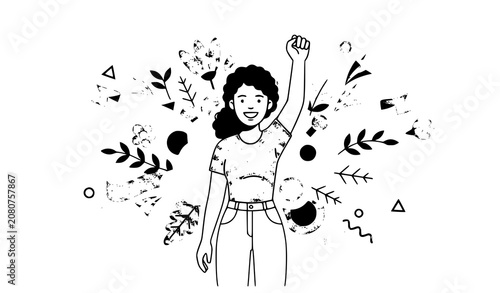 International Womens Day Celebration Flat Vector Illustration with Empowered Woman