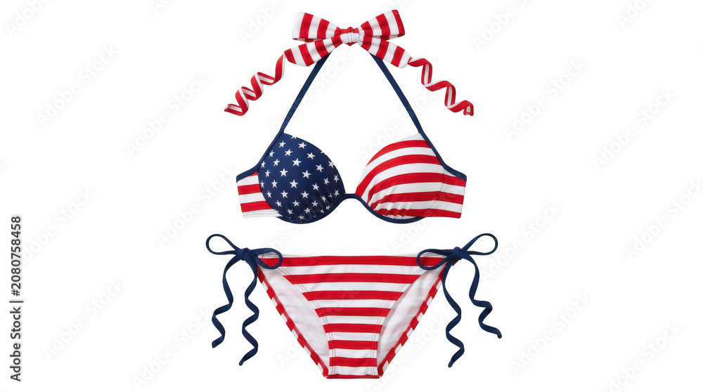 Fototapeta premium American flag bikini with patriotic design isolated on transparent background