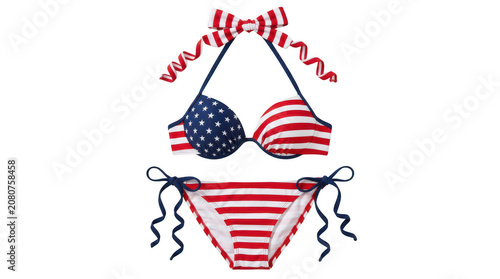 American flag bikini with patriotic design isolated on transparent background