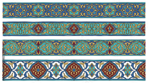 Fotografie Collection of four ornate decorative borders with intricate patterns