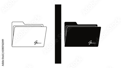 Slika na platnu Contrast in Organization: A conceptual image representing contrast in organization, featuring a black folder and white folders separated by a stark vertical line