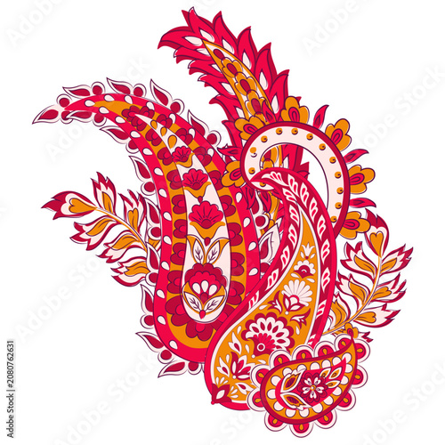 Damask Paisley Floral isolated vector ornament