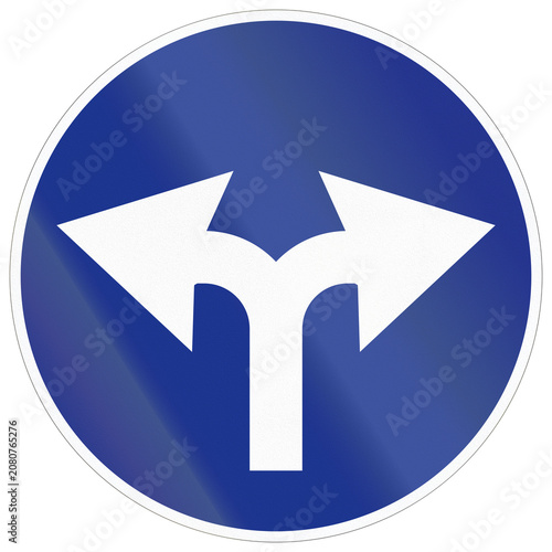 Road sign used in Iran - Turn left or right