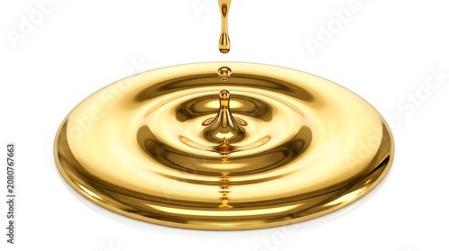 Golden Oil Droplet Splash Crown on Glossy Circular Tray Creating Elegant Luxury Liquid Design Concept