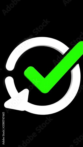 White circular arrow refresh icon on black background.