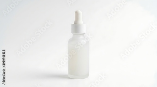 Dropper Bottle Serum Icon with White Pipette and Blank Label Space on Clean Minimal Background Featuring Skincare, Beauty Product, Liquid with Liquid