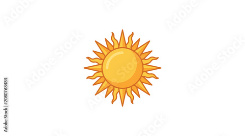 Stylized Bright Yellow Sun Icon with Sharp and Wavy Rays