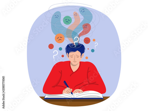 Quadro em tela Distress & Confusion Man anxiety and stress over elderly patient learning mental