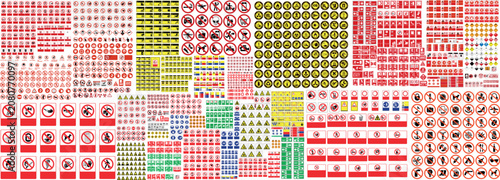Foto Warning, Mandatory and Prohibition Sign Collection with Safety Labels and Hazard