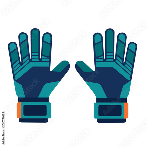 Goalkeeper Gloves with Protective Padding in Flat Vector Style for Football Equipment