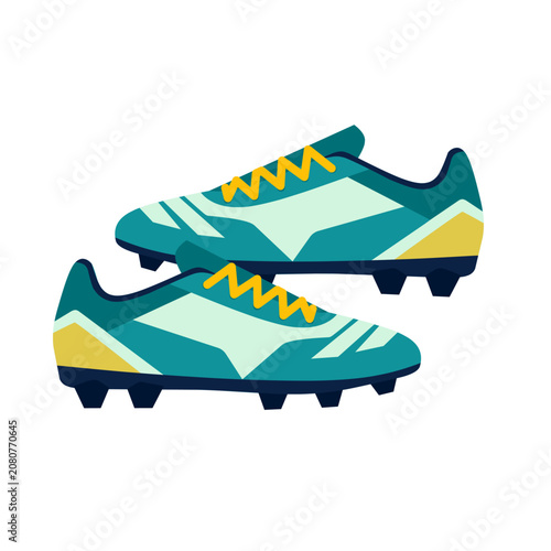 Football Boots with Stud Sole in Flat Vector Style for Sports Training